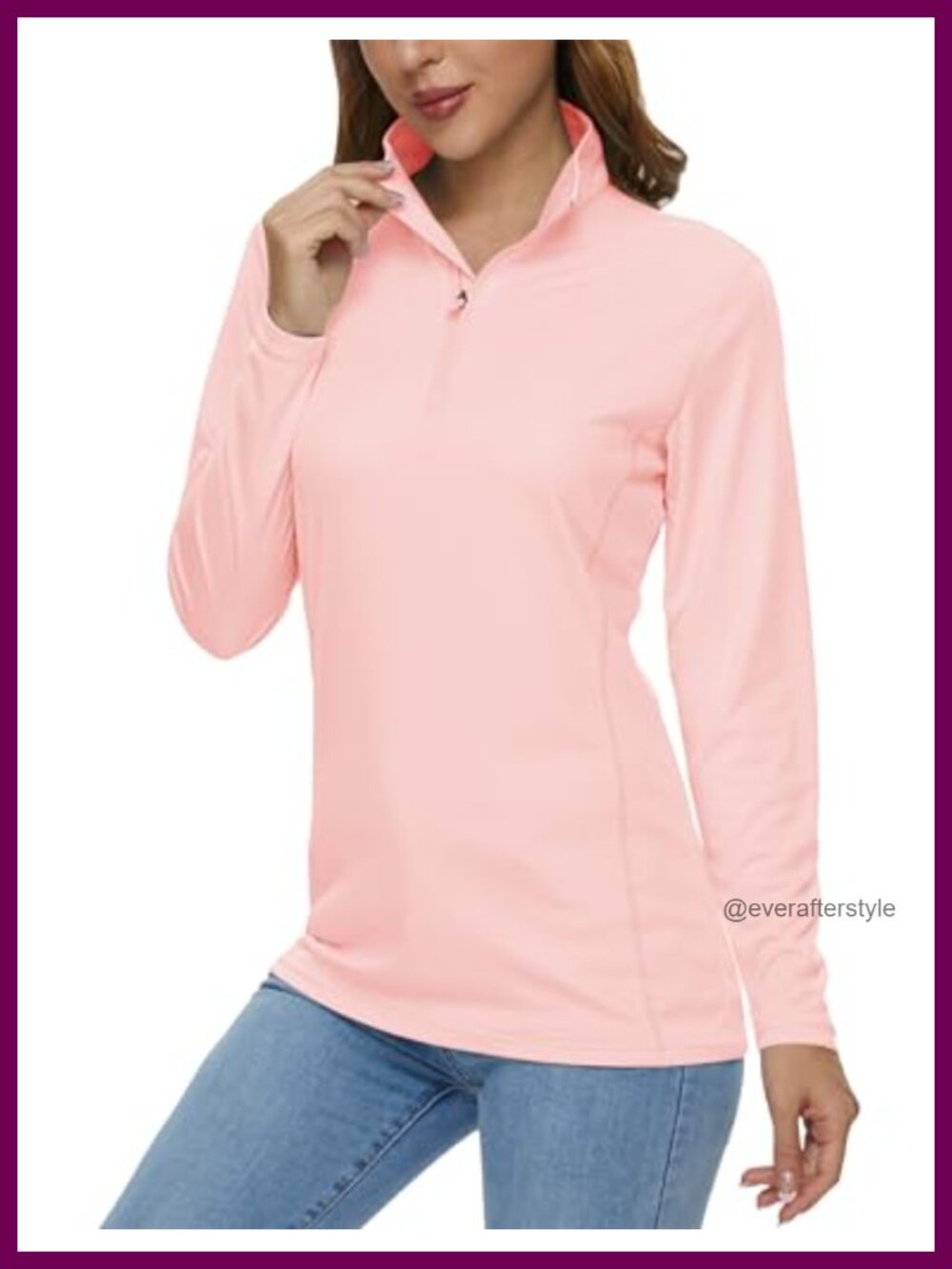 Womens Long Sleeve Quarter Zip Golf Shirt UPF 50+ Rash Guard Quick Dry